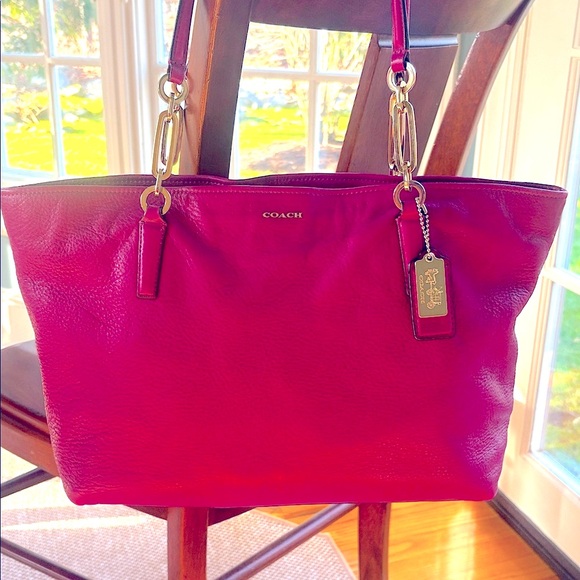 Coach Handbags - Coach Madison East West Deep Fuschia Leather Tote Bag